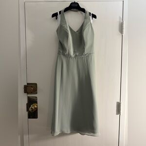 Alfred Angelo Sage Green Halter Dress Chiffon with Beading Size 8 bridesmaid